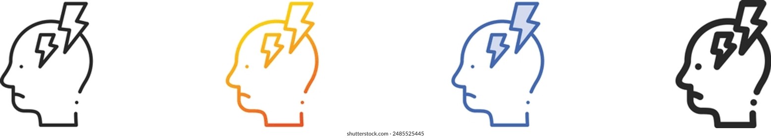 depression icon.Thin Linear, Gradient, Blue Stroke and bold Style Design Isolated On White Background