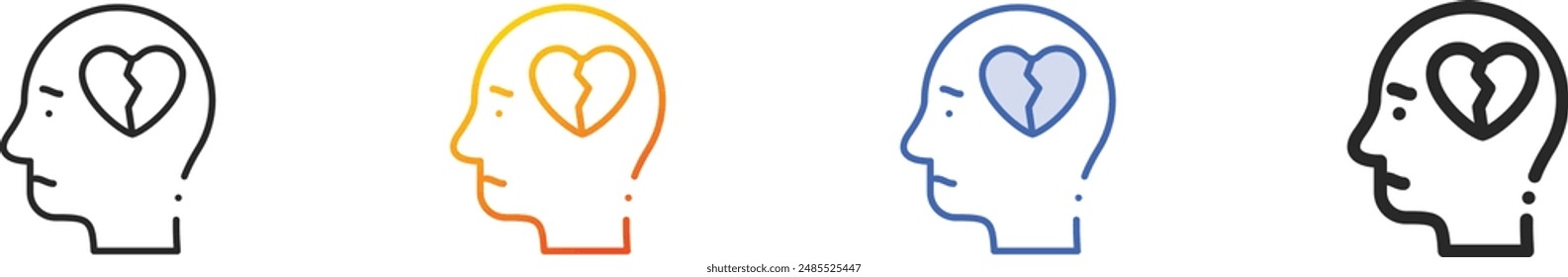 depression icon.Thin Linear, Gradient, Blue Stroke and bold Style Design Isolated On White Background