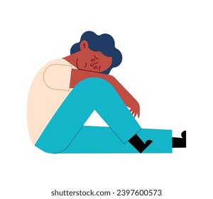 depression illustration of a man vector isolated