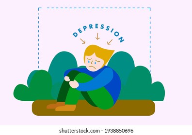 depression illustration for mental ill or disorder concept, background vector
