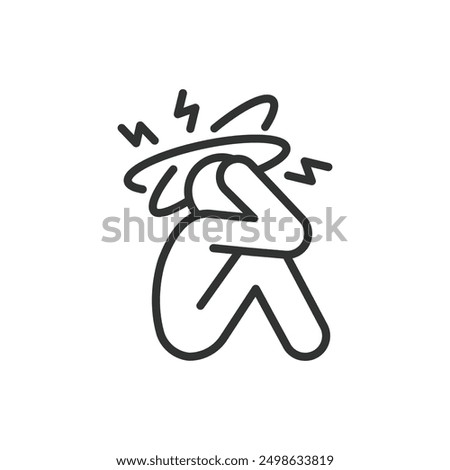 Depression, in line design. Mental health, sadness, therapy, emotional distress, mental illness, mood disorder on white background vector. For the theme Depression, editable stroke icon.