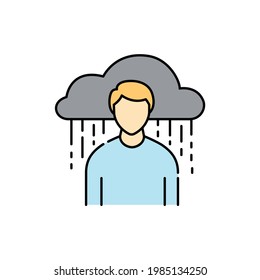Depression сolor line icon. Computer-induced medical problem. Pictogram for web page, mobile app, promo. UI UX GUI design element. Editable stroke.