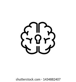 Depression line icon. Human brain with keyhole. Neurology concept. Vector illustration can be used for topics like mental health, disorder, psychology