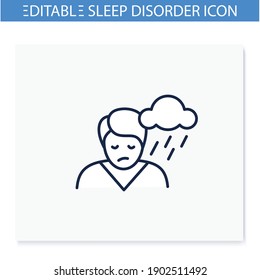 Depression Line Icon. Sleep Disorder, Stress Symptom. Healthy Sleeping Concept. Mental Problems Treatment. Behavior. Health Care. Isolated Vector Illustration. Editable Stroke