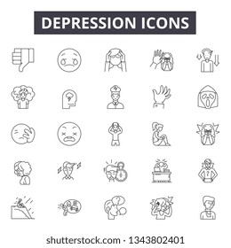 Depression line icons for web and mobile design. Editable stroke signs. Depression  outline concept illustrations