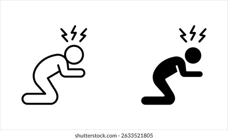 Depression man icon set. Depress, sad, lonely, stress concept. vector illustration on white background