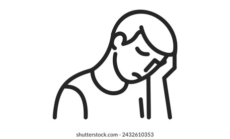 Depression man icon symbol, line, solid. gentleman feeling unhappy, sad, upset and lonely sit on chair. Man still Tired and hopeless expression. Vector illustration. Design on white background.
