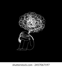 Depression and mental disorder illustration design