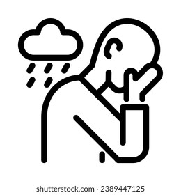 Depression, mental health, cry icon outline 