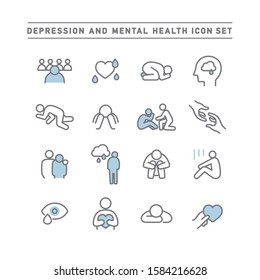 DEPRESSION AND MENTAL HEALTH ICON SET