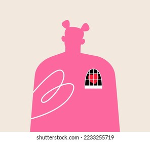 Depression mental illness disorder. Mind prison concept. Colorful vector illustration