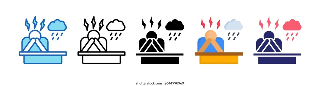Depression Multiple Style Icon Set Collection.