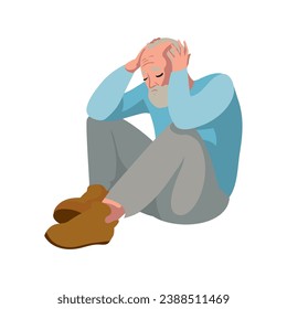 depression old man suffering illustration