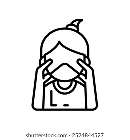 Depression Outline Icon, Vector illustration