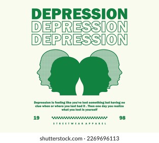 Depression people illustration Retro Poster t shirt design, vector graphic, typographic poster or tshirts street wear and Urban style