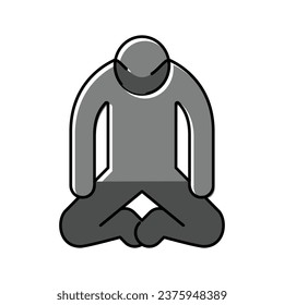 depression people silhouette color icon vector. depression people silhouette sign. isolated symbol illustration