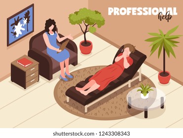 Depression and professional help background with therapy and aid symbols vector illustration