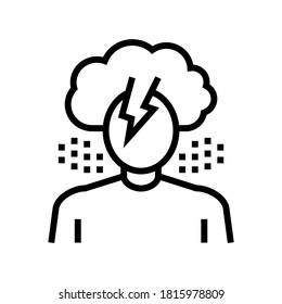 depresión, problemas psicológicos, línea vectorial de icono. signos de depresión y problemas psicológicos. símbolo de contorno aislado ilustración negra