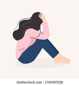 depression, sad, feeling lonely concept. woman in bad mood