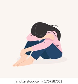depression, sad, feeling lonely concept. woman in bad mood