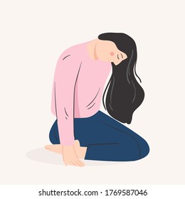 depression, sad, feeling lonely concept. woman in bad mood