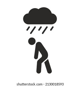 Depression, sadness, rain icon. Vector icon isolated on white background.