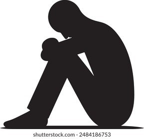 Depression sign silhouette solid black icon