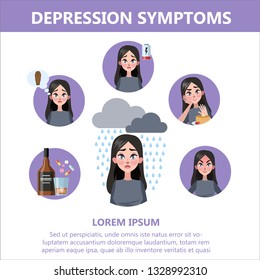 Depression Signs Symptom Infographic People Mental Stock Vector ...