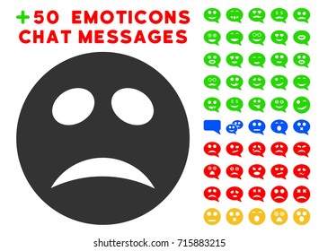 Depression Smiley icon with colored bonus facial pictograph collection. Vector illustration style is flat iconic symbols for web design, app user interfaces, messaging.
