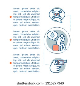 Depression and suicide article page vector template. Mental disorders. Brochure, magazine, booklet design element with linear icons and text boxes. Print design. Concept illustrations with text space