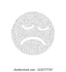 El símbolo de la depresión se llenó de puntos negros. Estilo de puntillismo. Ilustración del vector sobre fondo blanco