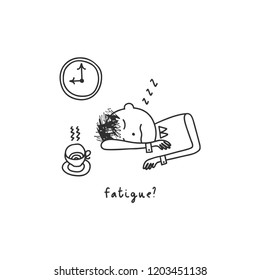 Depression symptom concept. Fatigue. Vector illustration of problems of mental health. Doodle style