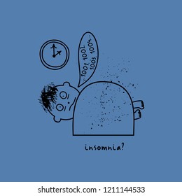 Depression symptom concept. Insomnia. Vector illustration of problems of mental health. Doodle style