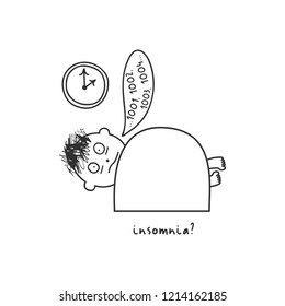 Depression symptom concept. Insomnia. Vector illustration of problems of mental health. Doodle style