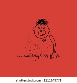 Depression symptom concept. Irritability and agression. Vector illustration of problems of mental health. Doodle style