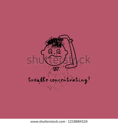 Depression symptom concept. Trouble concentrating. Vector illustration of problems of mental health. Doodle style
