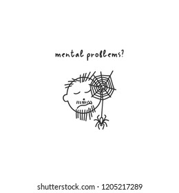 Depression symptom concept. Vector illustration of problems of mental health. Doodle style