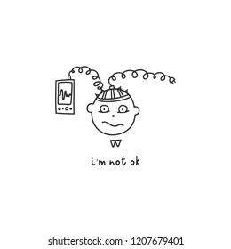 Depression symptom concept. Vector illustration of problems of mental health. Doodle style