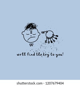 Depression symptom concept. Vector illustration of problems of mental health. Doodle style