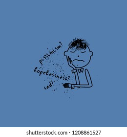 Depression symptom concept. Vector illustration of problems of mental health. Doodle style