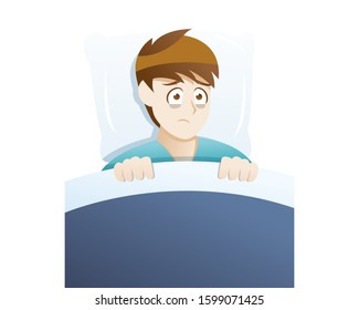 Depression symptoms sleep disturbances. Young man suffer because he cannot sleep