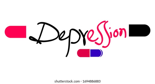 depression text  isolated on white background