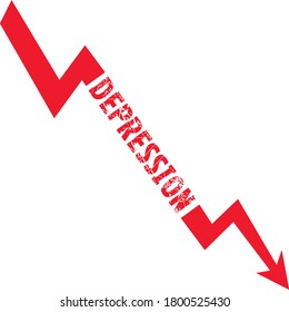 depression text in shape os stock market arrow