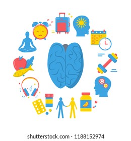 Depression treatment round concept in flat style