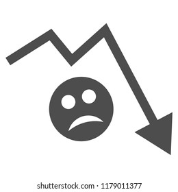 Depression trend arrow vector icon. Style is flat graphic gray symbol.