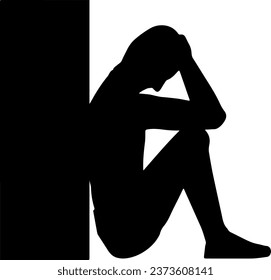 depression upset gesture silhouette illustration