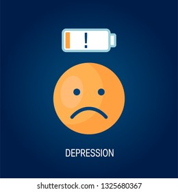 Depression vector concept. Low energy level as symbol of mental disease