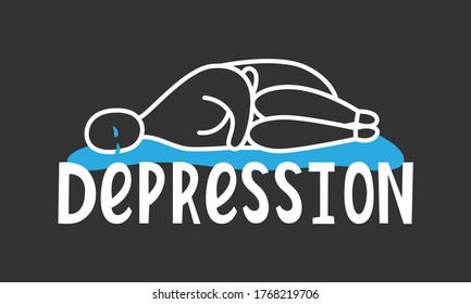 Depression. Vector illustration with hand drawn lettering