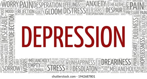 Depression Vector Illustration Word Cloud Isolated Stock Vector ...