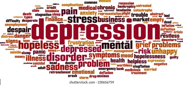 Depression word cloud concept. Vector illustration